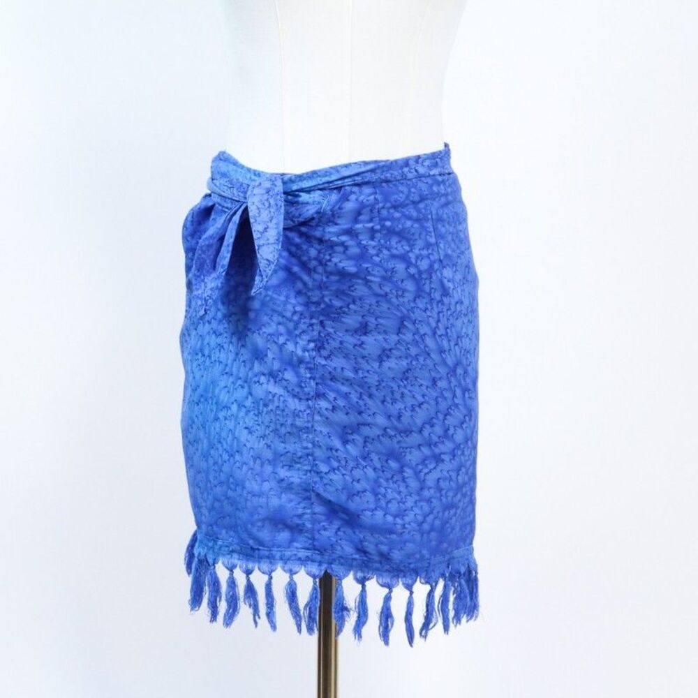 Rima Women's Sarong Beach Vibrant Blue Batik Design Tasseled Edging Skirt Wrap